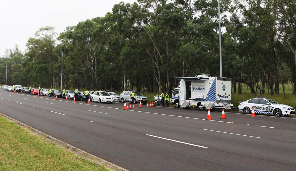 Highway Patrol conduct roadside drug testing in New South Wales.