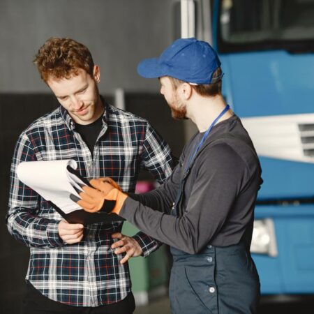 What being fit for work in South Australia means A truck driver completes a fit for work check at a South Australian transport depot.