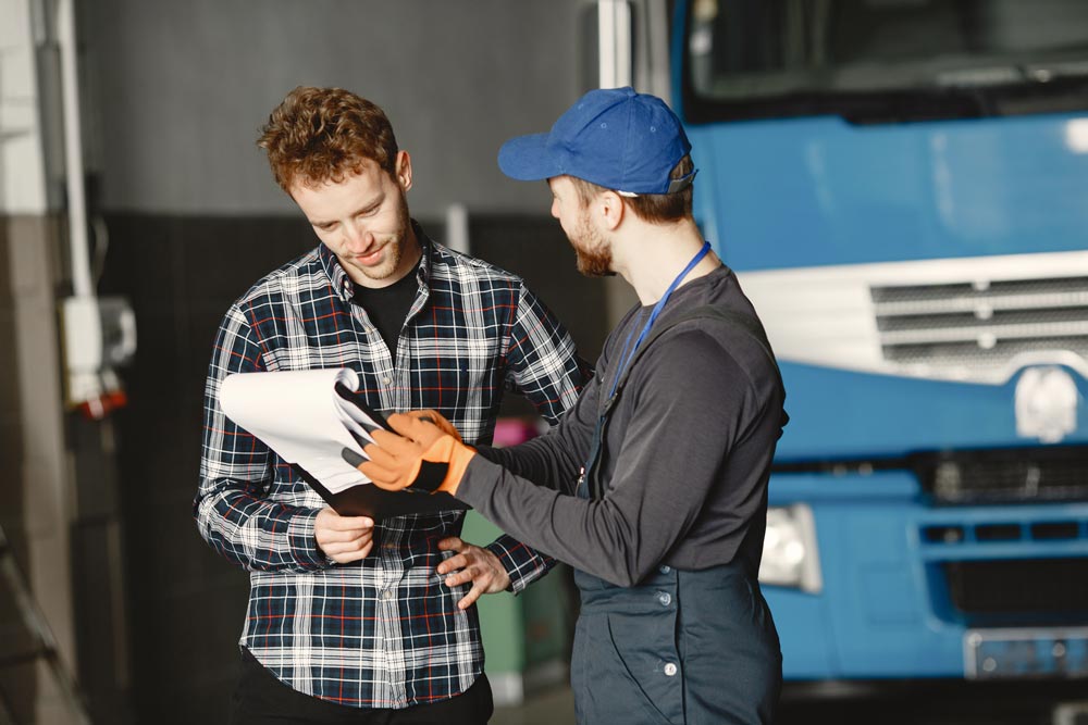A truck driver completes a fit for work check at a South Australian transport depot.